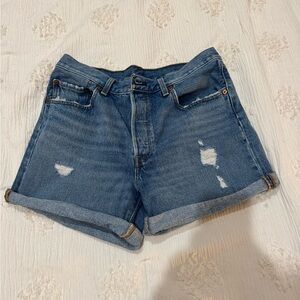 Levi's Blue Distressed Jean Shorts